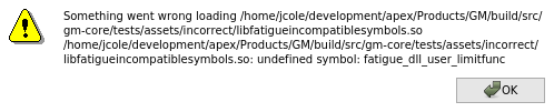 Image showing an error while loading the fatigue library